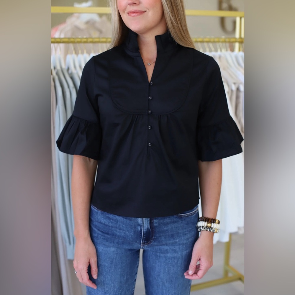 Sedge NWT Meredith Top, Black SIZE SMALL